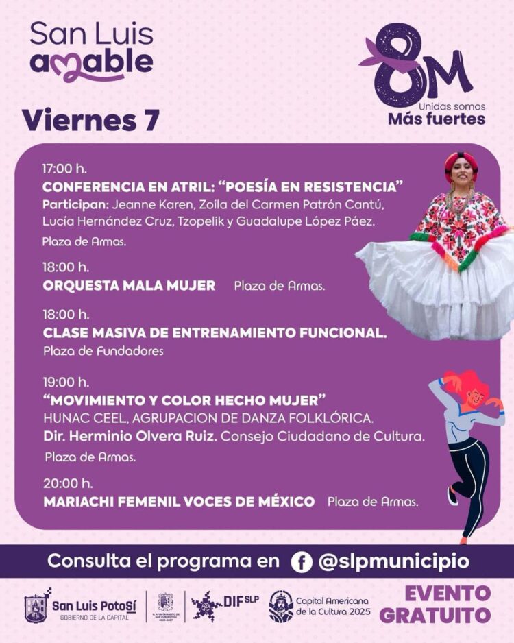 GOBIERNO DE LA CAPITAL TE INVITA A UNIRTE A SUS ACTIVIDADES PARA ESTE VIERNES, CON MOTIVO DEL 8M.