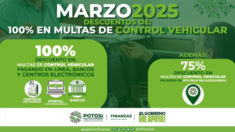 SEFIN ANUNCIA DESCUENTOS EN MULTAS DE CONTROL VEHICULAR DURANTE MARZO.