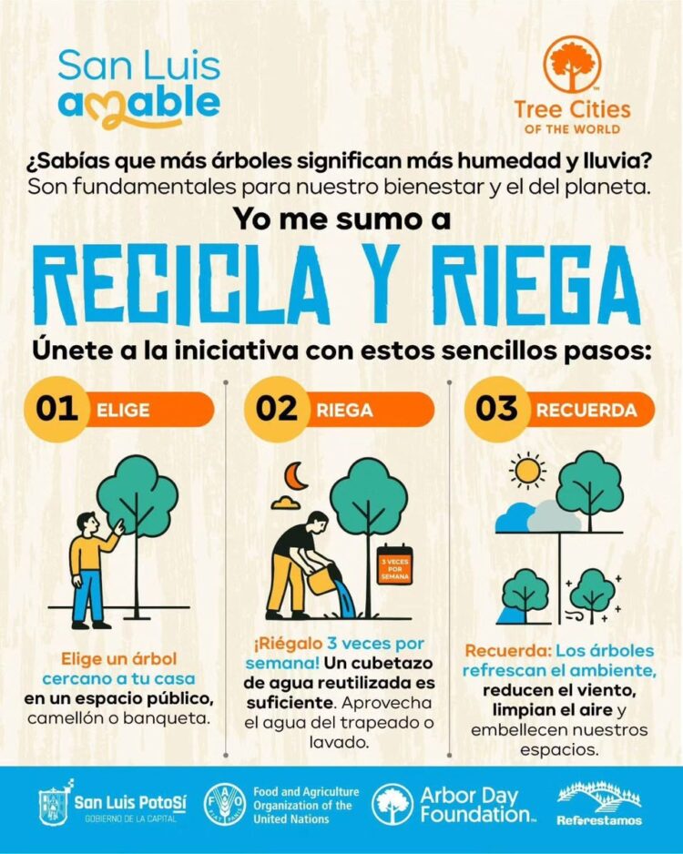 LANZAN CAMPAÑA “¡RECICLA Y RIEGA!” PARA CUIDAR LOS ÁRBOLES DE SLP