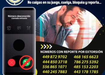 IDENTIFICAN MÁS DE 120 NÚMEROS DE EXTORSIÓN EN SAN LUIS POTOSÍ.