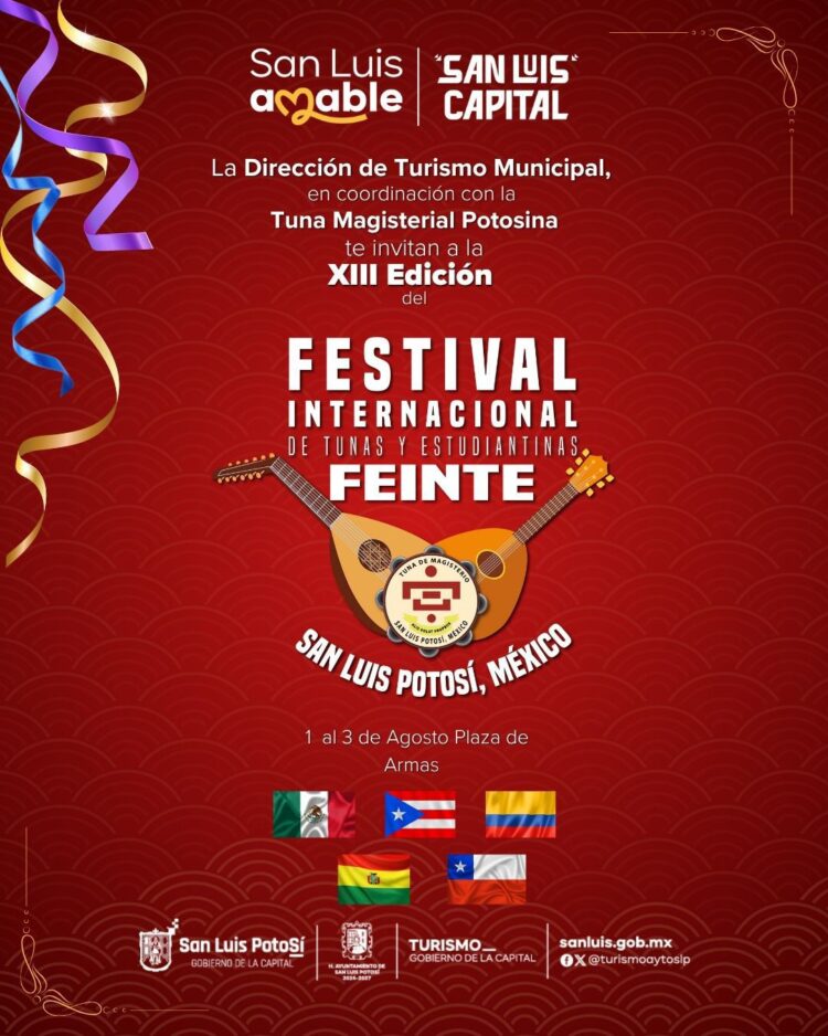 SAN LUIS CAPITAL SERÁ SEDE DEL FESTIVAL INTERNACIONAL DE TUNAS Y ESTUDIANTINAS.