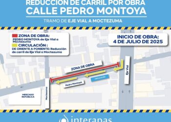 ANUNCIAN CIERRE PARCIAL EN EJE VIAL Y PEDRO MONTOYA POR OBRAS DE DRENAJE.