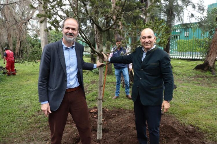 JUAN VILLORO Y EL ALCALDE GALINDO DEJAN HUELLA EN PARQUE DE MORALES.