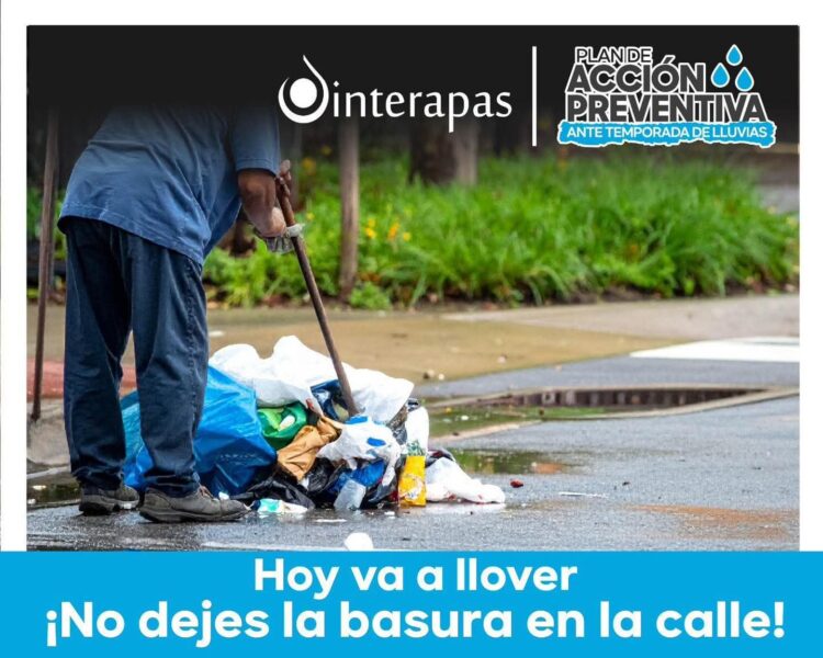 INTERAPAS ADVIERTE SOBRE RIESGO DE INUNDACIONES POR BASURA.