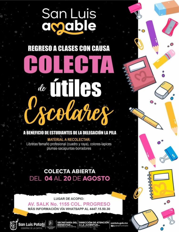 ¡ÚNETE A LA COLECTA MUNICIPAL DE ÚTILES ESCOLARES Y TRANSFORMA VIDAS!