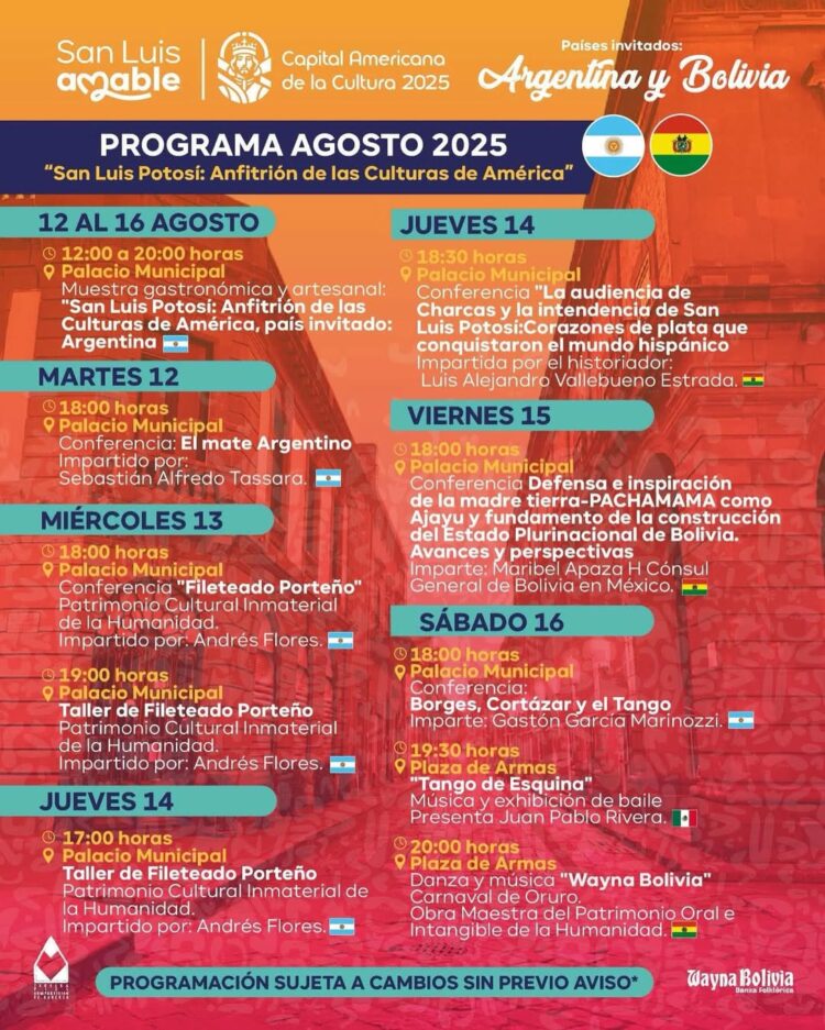 SAN LUIS POTOSÍ CELEBRA A ARGENTINA Y BOLIVIA CON UNA FIESTA DE CULTURA Y TRADICIÓN.