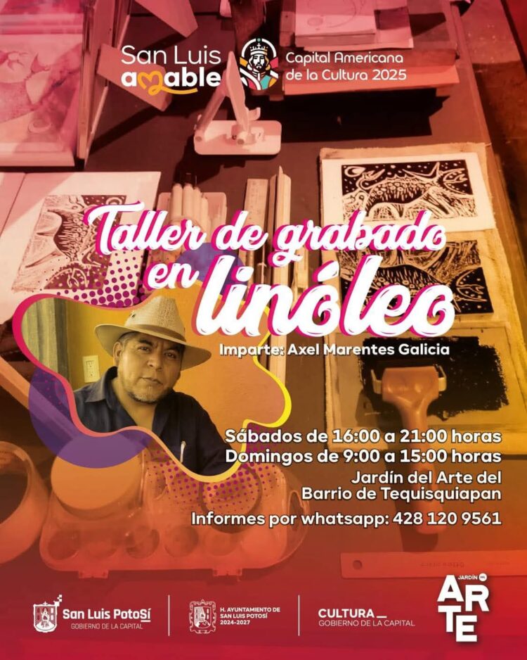 APRENDE GRABADO EN LINÓLEO EN EL JARDÍN DEL ARTE DE TEQUISQUIAPAN.