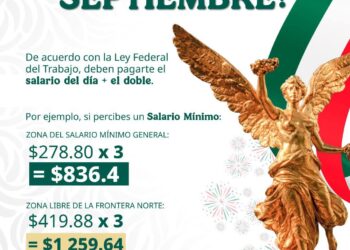 TRABAJAR EL 16 DE SEPTIEMBRE TIENE PAGO EXTRA POR LEY.