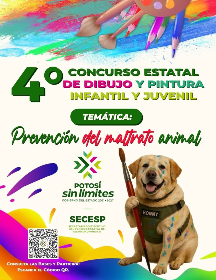 CONVOCAN AL CUARTO CONCURSO ESTATAL DE DIBUJO Y PINTURA SOBRE PREVENCIÓN DEL MALTRATO ANIMAL.
