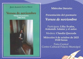INVITAN AL “MIÉRCOLES LITERARIO” CON LA PRESENTACIÓN DEL POEMARIO VERSOS DE NOVIEMBRE.