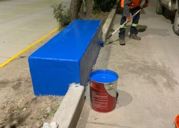 GOBIERNO MUNICIPAL REALIZA PINTURA DE BANCAS Y REHEBILITACIÓN DE JARDINES EN LA LATERAL DE LA AVENIDA SALVADOR NAVA.