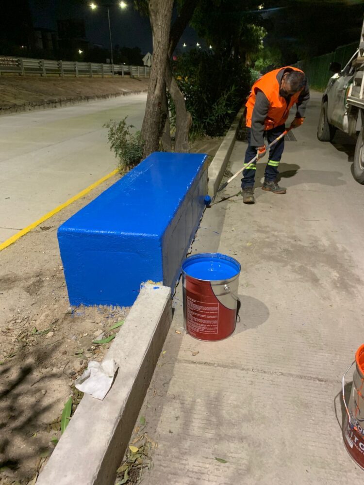 GOBIERNO MUNICIPAL REALIZA PINTURA DE BANCAS Y REHEBILITACIÓN DE JARDINES EN LA LATERAL DE LA AVENIDA SALVADOR NAVA.