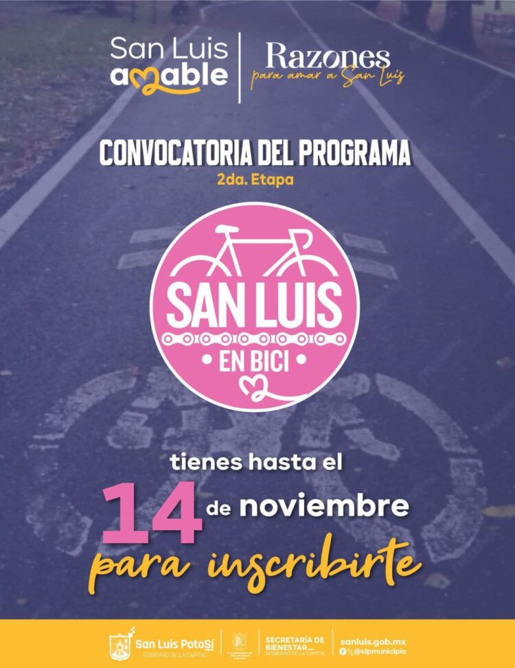 ÚLTIMA OPORTUNIDAD PARA UNIRSE AL PROGRAMA “SAN LUIS EN BICI”.