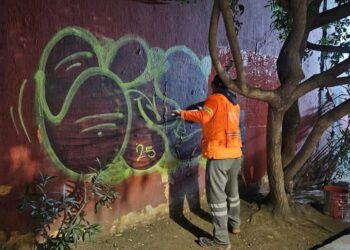 TRABAJOS NOCTURNOS PARA MEJORAR LOS ALREDEDORES DE LA IGLESIA DEL SAUCITO.