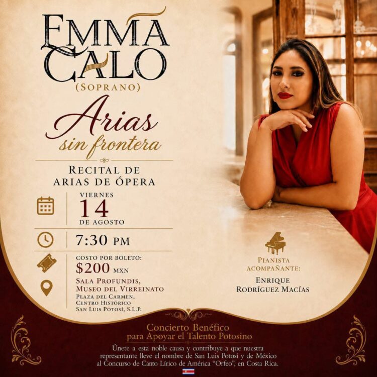 LA SOPRANO POTOSINA EMMA CALO LLEVARÁ LA MAGIA DE LA ÓPERA AL MUSEO DEL VIRREINATO