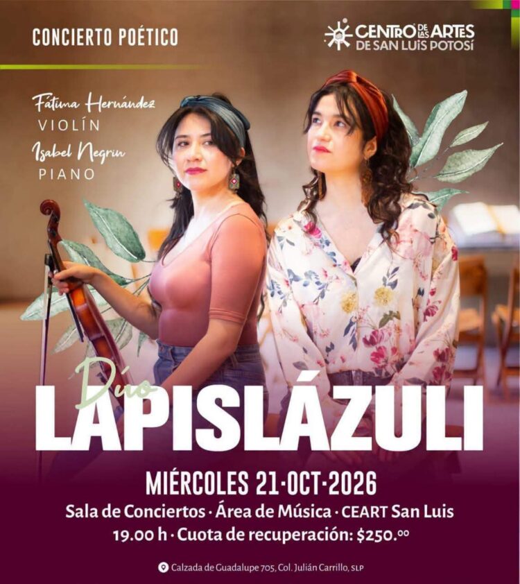 DÚO “LAPISLÁZULI” OFRECERÁ CONCIERTO POÉTICO EL 21 DE OCTUBRE EN EL CEART